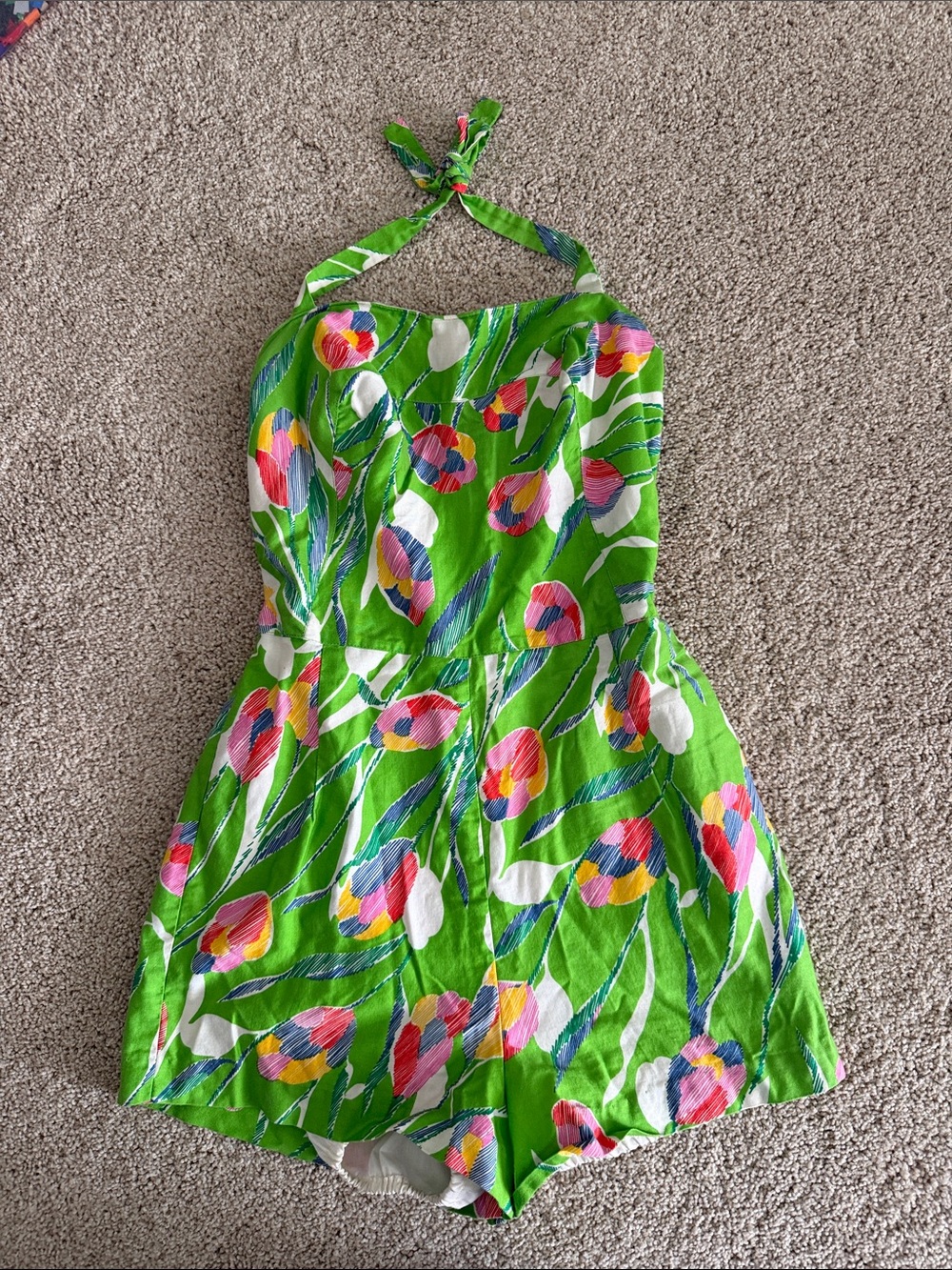 Gabar New York Green Floral Romper - Bright Spring Print